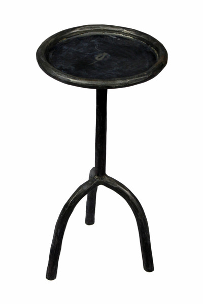 23" Black Iron Pedestal Round End Table 488524 By Homeroots