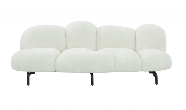 87" White Sherpa Bubble Cushion Sofa 488840 By Homeroots