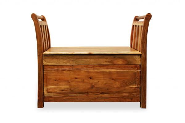 38" Natural Solid Wood Entryway Bench With Flip Top And High Sides 488869 By Homeroots