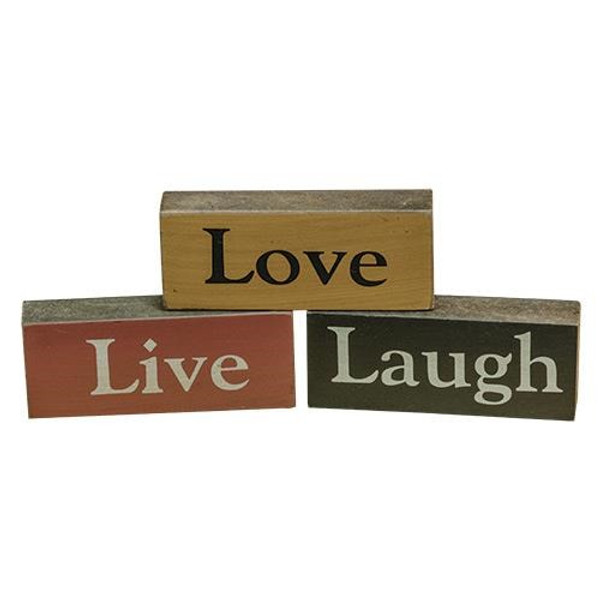 Live Love Laugh Wood Block Assorted - (Pack Of 3) G30943 By CWI Gifts