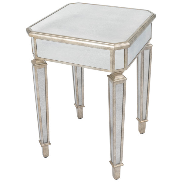 26" Silver Glass Square End Table 488918 By Homeroots