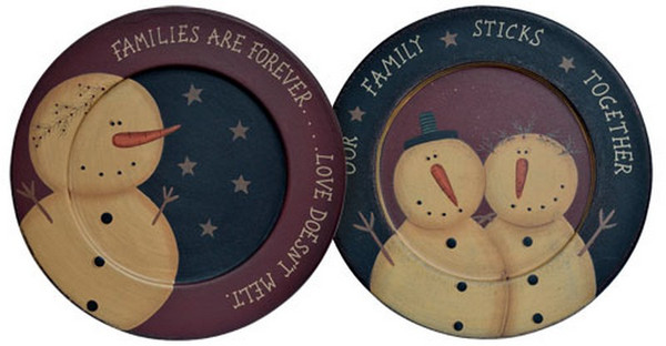 Snow Family Plate Assorted. (Pack Of 2) G31125 By CWI Gifts