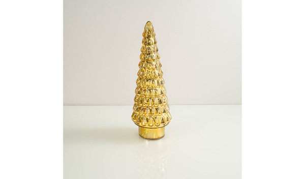 15" Gold Glass Christmas Tree Sculpture With Led Light 489077 By Homeroots