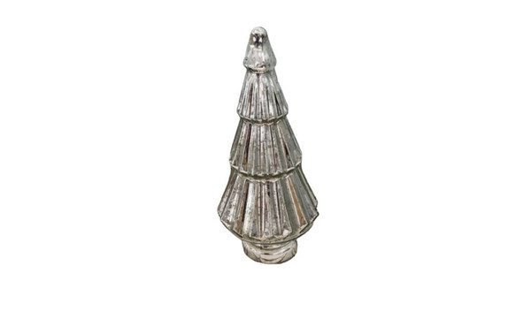 12" Silver Glass Christmas Christmas Tree Sculpture 489100 By Homeroots