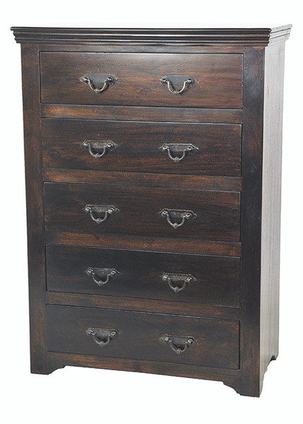 36" Brown Solid Wood Five Drawer Standard Dresser 489194 By Homeroots