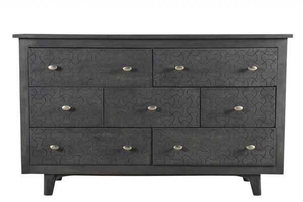60" Gray Wash Solid Wood Seven Drawer Triple Dresser 489215 By Homeroots