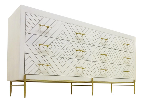 72" Ivory Solid Wood Six Drawer Double Dresser 489219 By Homeroots