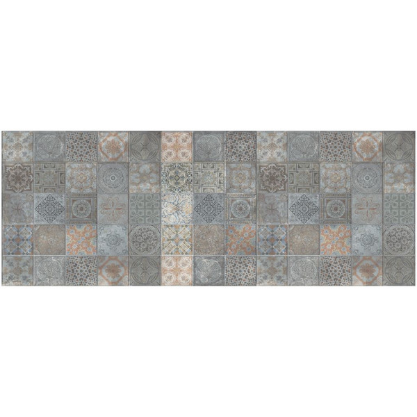 2' X 5' Brown And Gray Mosaic Tile Printed Vinyl Area Rug With Uv Protection 489512 By Homeroots