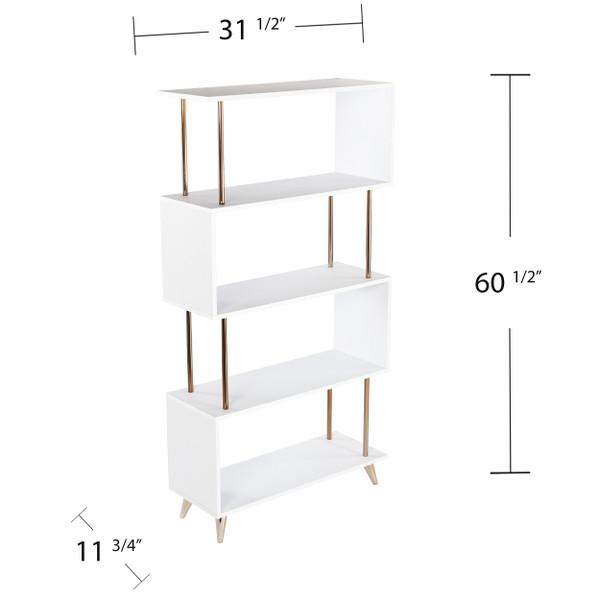61" White Manufactured Wood Squiggle Four Tier Etagere Bookcase 490168 By Homeroots