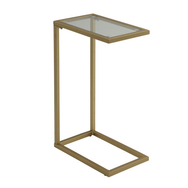 26" Gold And Clear Glass Rectangular End Table 493232 By Homeroots