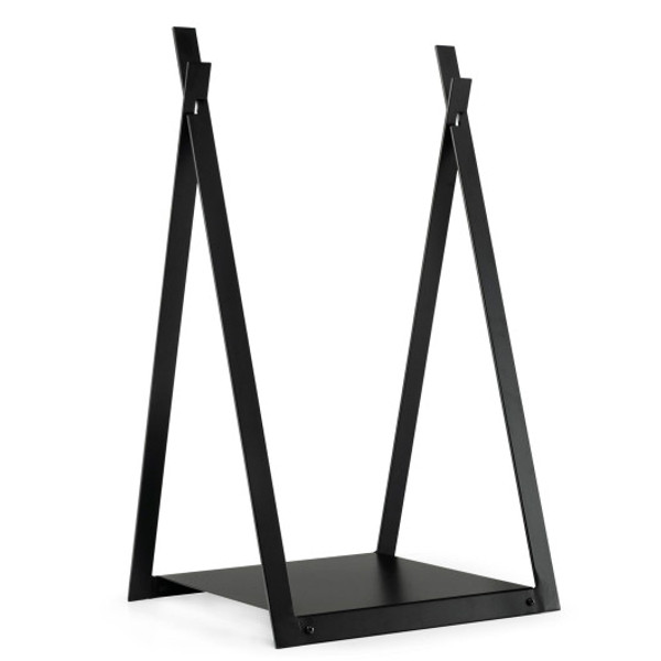 HV10295DK Triangle Firewood Rack With Raised Base For Fireplace Fire Pit-Black