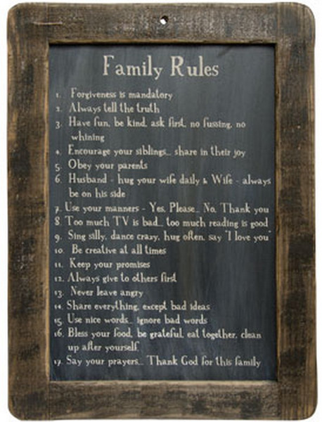 Family Rules Blackboard G32437 By CWI Gifts