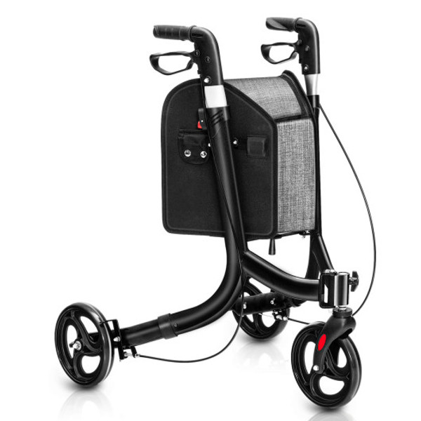 JH10009BK 3-Wheel Rolling Walker With Adjustable Handle-Black