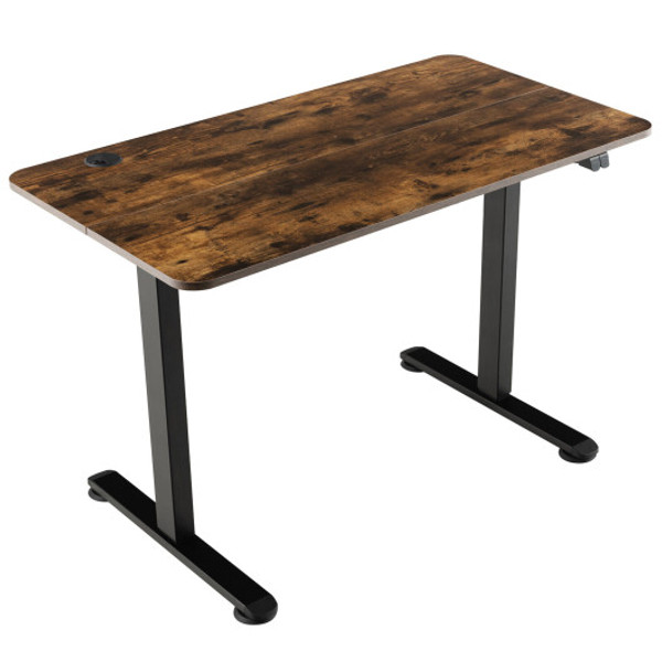 JV10711US-CF Electric Standing Desk Adjustable Stand Up Computer Desk Anti-Collision-Rustic Brown