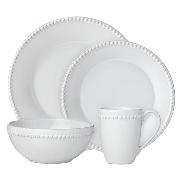 French Carve Whitewashed Dinnerware Pearl 4-Piece Place Setting 879922 By Lenox