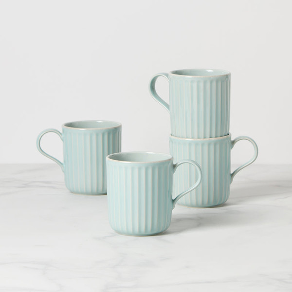 French Perle Scallop Ice Blue Dinnerware Mug Set Of 4 894513 By Lenox