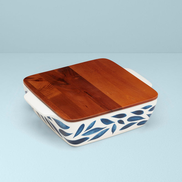 Blue Bay Dinnerware Square Baker With Wood Lid 894649 By Lenox