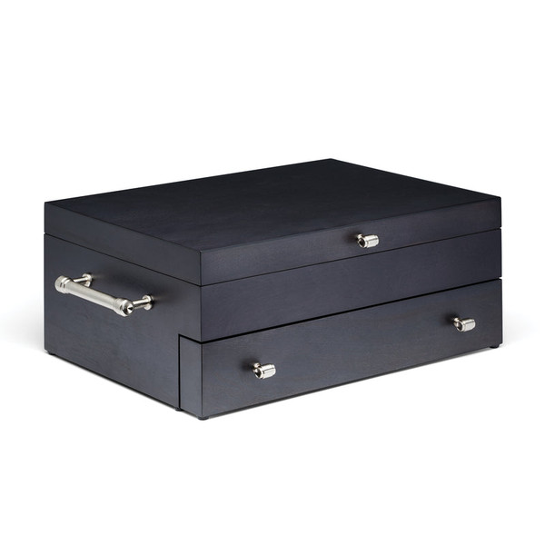 R&B 2 Tier Flatware Wood Chest Charcoal 895335 By Lenox