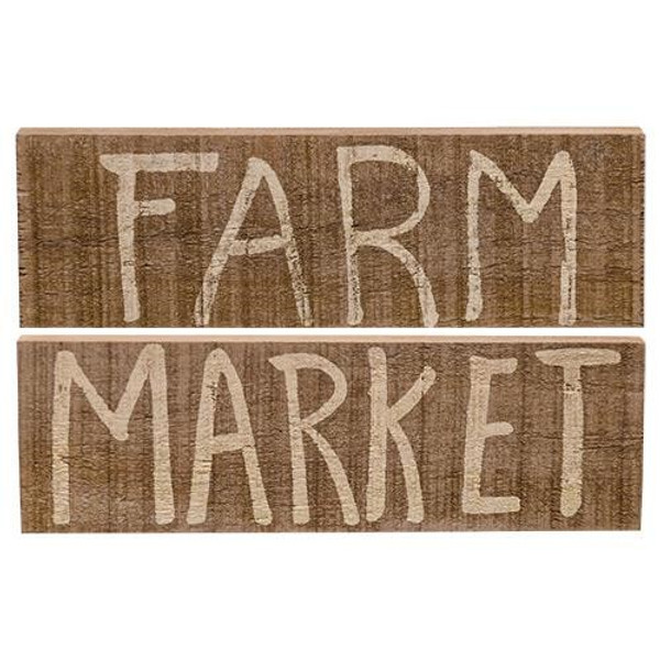 Market And Farm Wooden Block Assorted. (Pack Of 2) G33350 By CWI Gifts