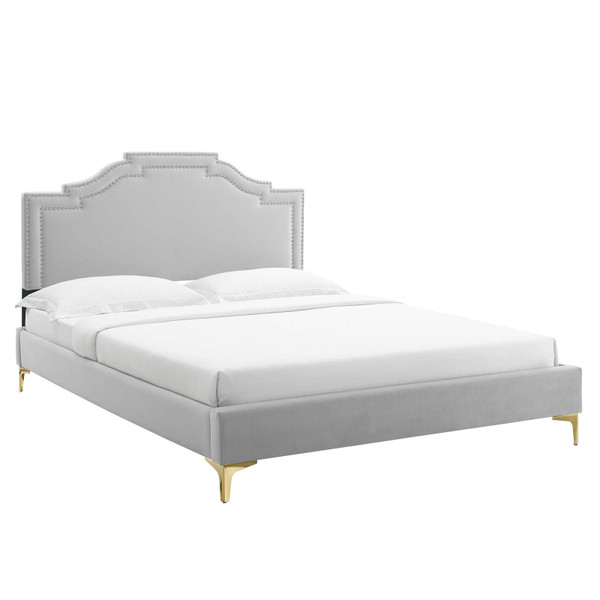 Modway Adelaide Performance Velvet Full Platform Bed - Light Gray MOD-6856-LGR