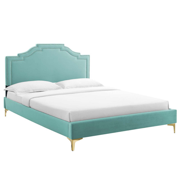 Modway Adelaide Performance Velvet King Platform Bed - Mint MOD-6862-MIN