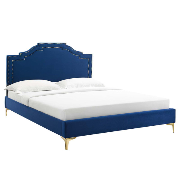 Modway Adelaide Performance Velvet King Platform Bed - Navy MOD-6862-NAV