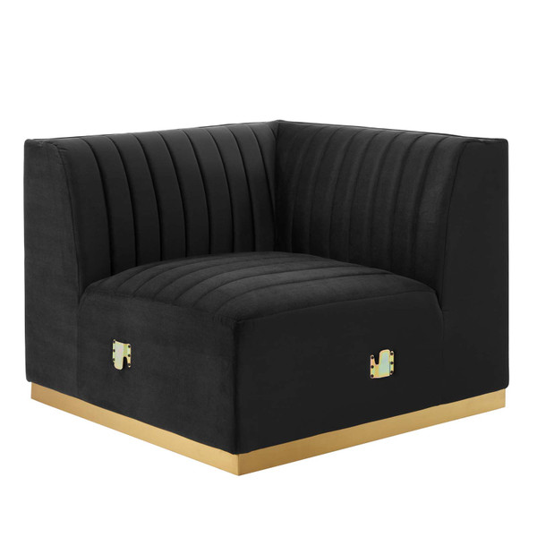 Modway Conjure Channel Tufted Performance Velvet Left Corner Chair - Gold Black EEI-5505-GLD-BLK