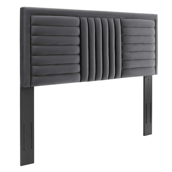 Modway Believe Channel Tufted Performance Velvet Full/Queen Headboard - Charcoal MOD-6665-CHA