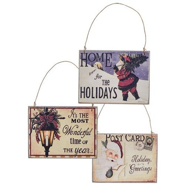 *Christmas Postcard Ornament 3 Asstd. (Pack Of 3) G33530 By CWI Gifts