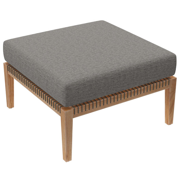 Modway Clearwater Outdoor Patio Teak Wood Ottoman - Gray Graphite EEI-5854-GRY-GPH