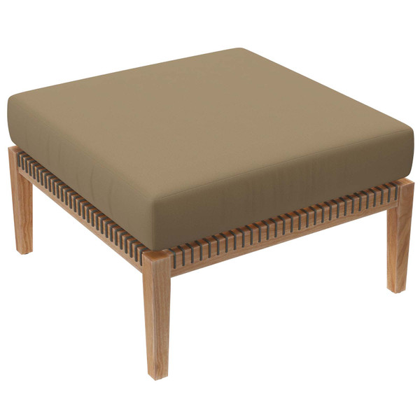 Modway Clearwater Outdoor Patio Teak Wood Ottoman - Gray Light Brown EEI-5854-GRY-LBR