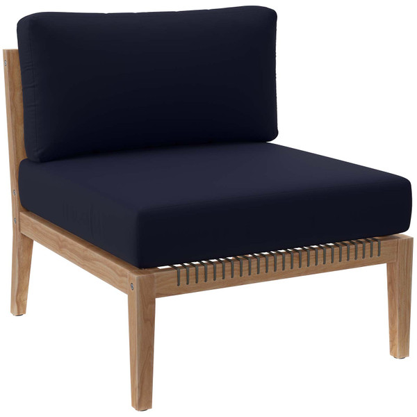 Modway Clearwater Outdoor Patio Teak Wood Armless Chair - Gray Navy EEI-5856-GRY-NAV