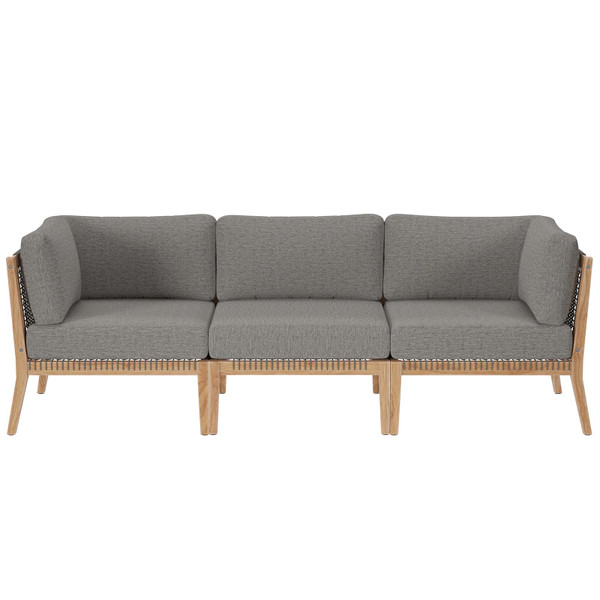Modway Clearwater Outdoor Patio Teak Wood Sofa - Gray Graphite EEI-6120-GRY-GPH