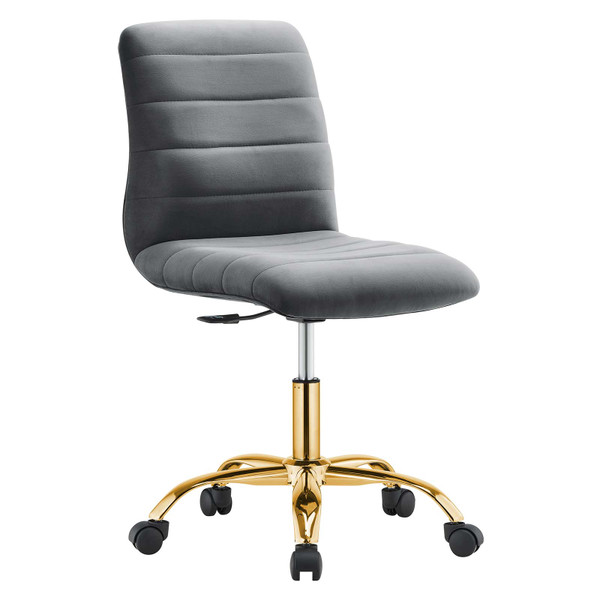 Modway Ripple Armless Performance Velvet Office Chair - Gold Gray EEI-4972-GLD-GRY