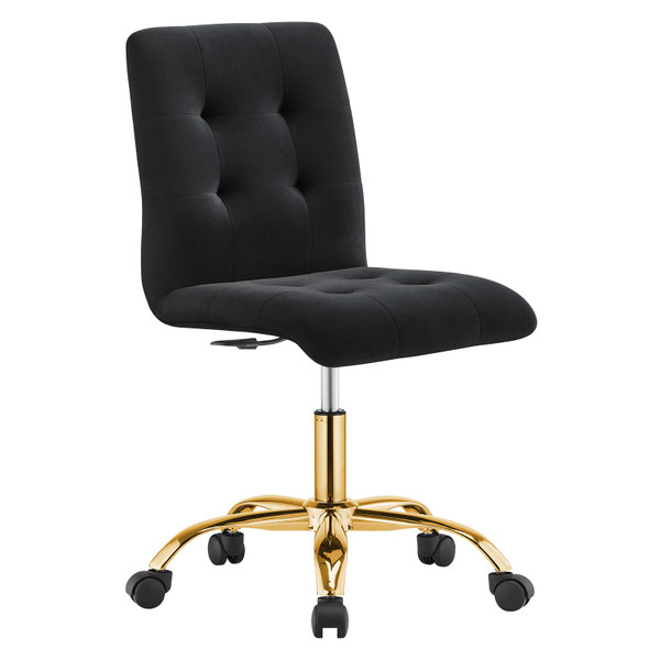 Modway Prim Armless Performance Velvet Office Chair - Gold Black EEI-4973-GLD-BLK