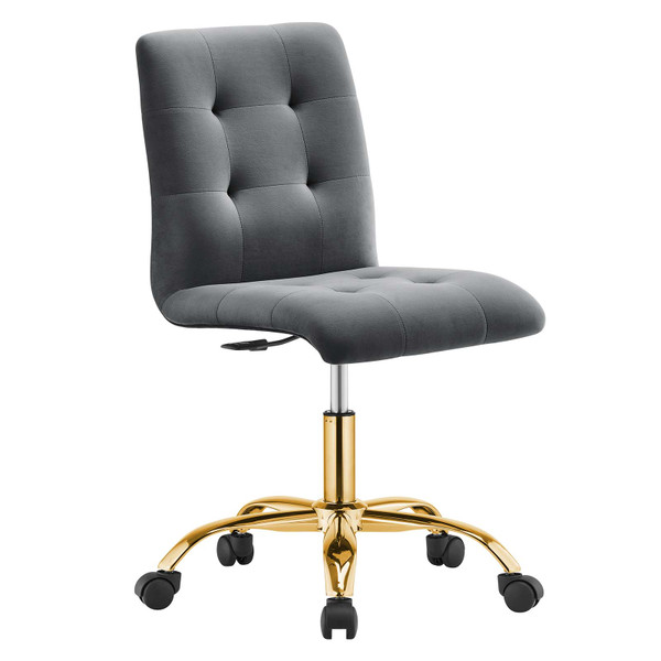 Modway Prim Armless Performance Velvet Office Chair - Gold Gray EEI-4973-GLD-GRY