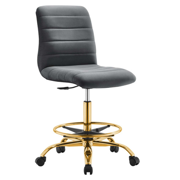 Modway Ripple Armless Performance Velvet Drafting Chair - Gold Gray EEI-4976-GLD-GRY