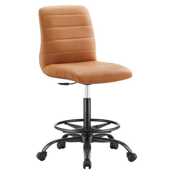 Modway Ripple Armless Vegan Leather Drafting Chair - Black Tan EEI-4978-BLK-TAN