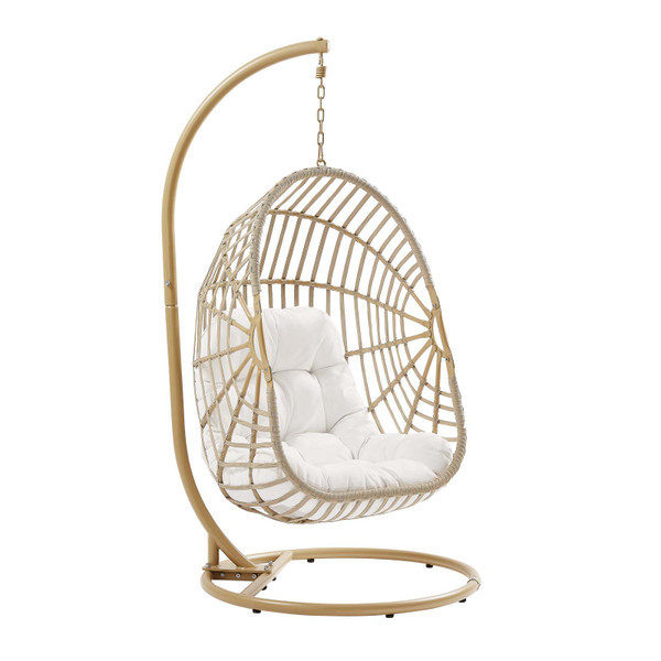 Modway Amalie Wicker Rattan Outdoor Patio Rattan Swing Chair - Natural White EEI-6337-NAT-WHI