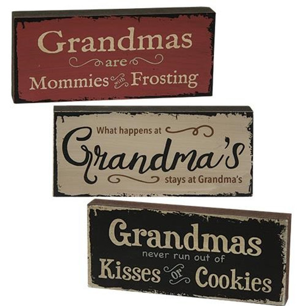 Grandma'S Kisses Sign 3 Asstd. (Pack Of 3) G33639 By CWI Gifts