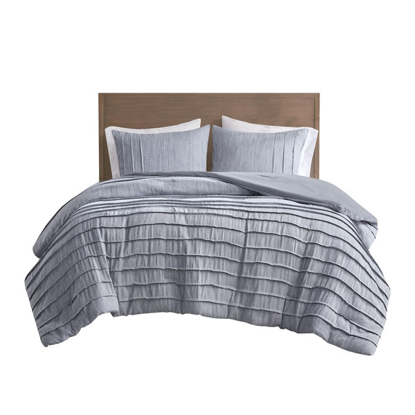 Maddox Striated Cationic Dyed Oversized Comforter Set With Pleats - King/Cal King By Beautyrest BR10-3865