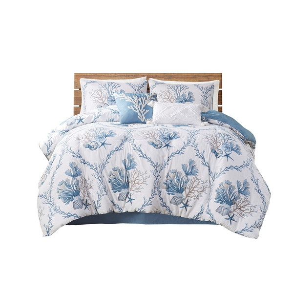 Pismo Beach 6 Piece Oversized Cotton Comforter Set With Throw Pillows - King By Harbor House HH10-1839