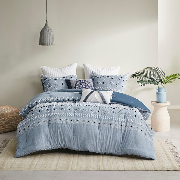 Dora Organic Cotton Chambray 3 Piece Comforter Set - King/Cal King By Ink+Ivy II10-1280