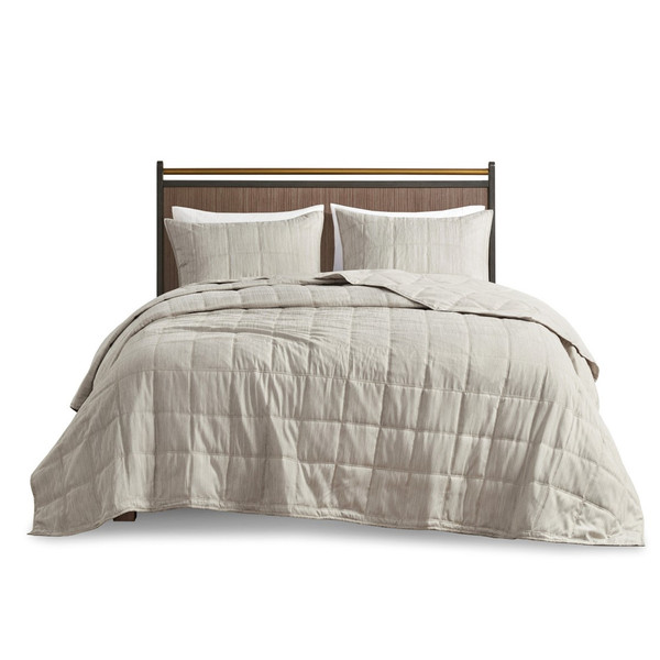 Guthrie 3 Piece Striated Cationic Dyed Oversized Quilt Set - Full/Queen By Beautyrest BR13-3874