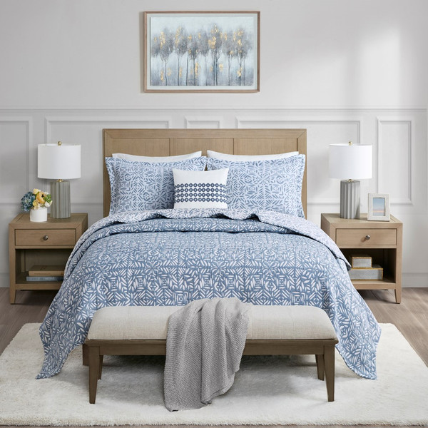 Harmony 4 Piece Oversized Reversible Matelasse Coverlet Set With Throw Pillow - Full/Queen By Madison Park Signature MPS13-500