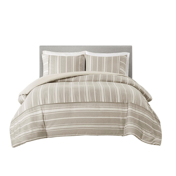 Kent Striped Herringbone Oversized Duvet Cover Set - Full/Queen By Beautyrest BR12-3862