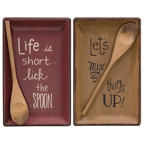 Lick The Spoon Tray - Assorted. Set Of 2 G33705 By CWI Gifts