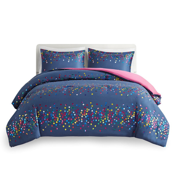 Janie Rainbow Iridescent Metallic Dot Comforter Set - Full/Queen By Intelligent Design ID10-2185