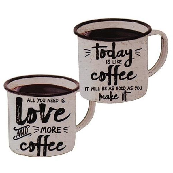 Love & Coffee Cup Plaque Assorted. (Pack Of 2) G33757 By CWI Gifts