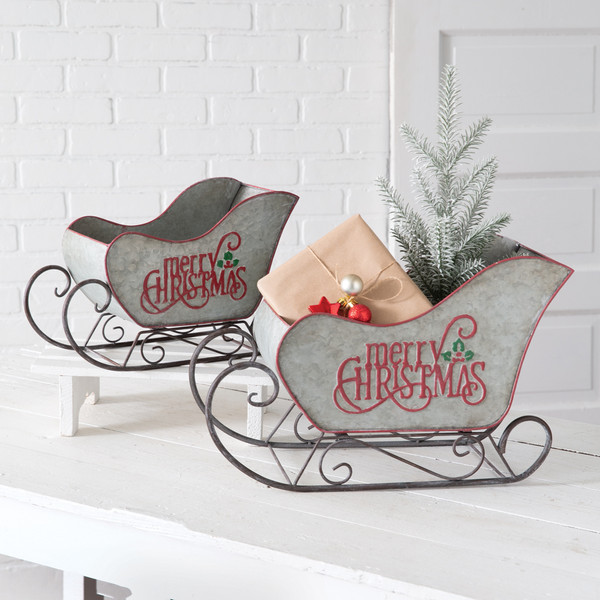 Set of Two Christmas Sleighs 770632 By CTW Home